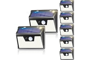 KOLPOP Solar Lights Outdoor 7 Pack, 140LED/3 Modes Motion Sensor, Solar Powered, Wireless IP65 Waterproof Outdoor Wall Lights, Bright for Backyard Garden Fence Patio Front Door