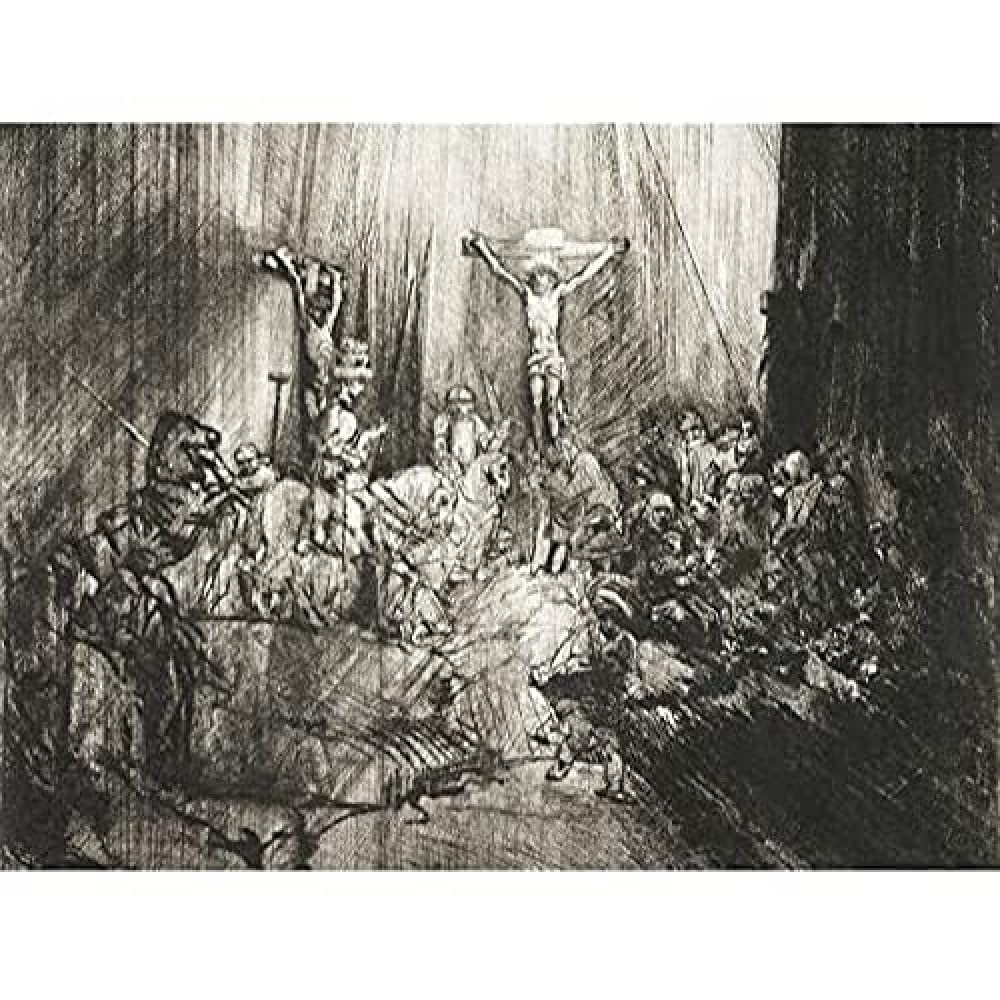 Rembrandt Christ Crucified Between Two Thieves Art Print Canvas Premium Wall Decor Poster Mural