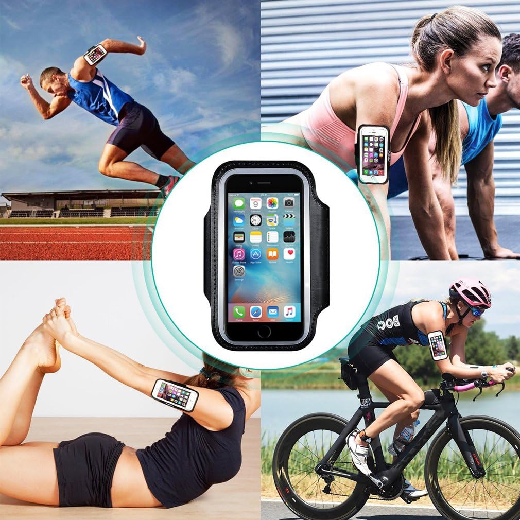 For Apple iPhone SE 5 5S Sports Armband Gyms Fitness Workout ARM Band Cover Strap (Black/Grey), Black / Grey, Sony Xperia Z1 Z2 Z3 - Image 4