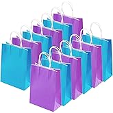Cooraby 20 Pieces Kraft Paper Bags Party Favor Bags Craft Paper Bag with Handle for Birthday, Baby Shower, Wedding (Light Blue, Light Purple)