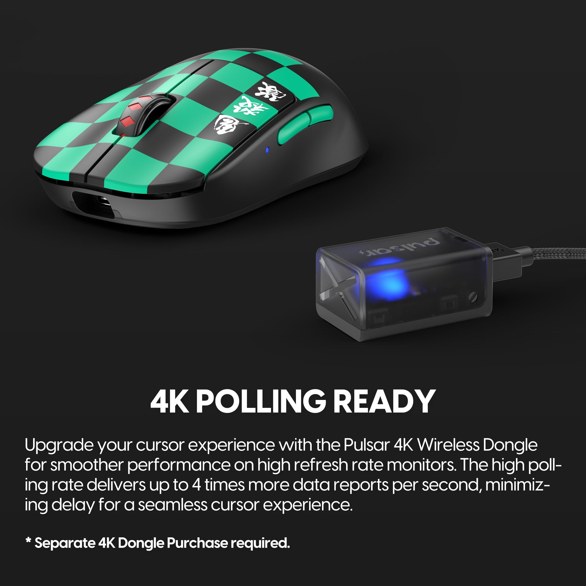 Pulsar Gaming Gears [Pulsar x Demon Slayer X2V2 Medium Wireless Gaming Mouse, Ultra Lightweight Collectible Mouse, Symmetrical PC Mac Computer Mice, Optical Switch, 26000 DPI (Superglide Included)