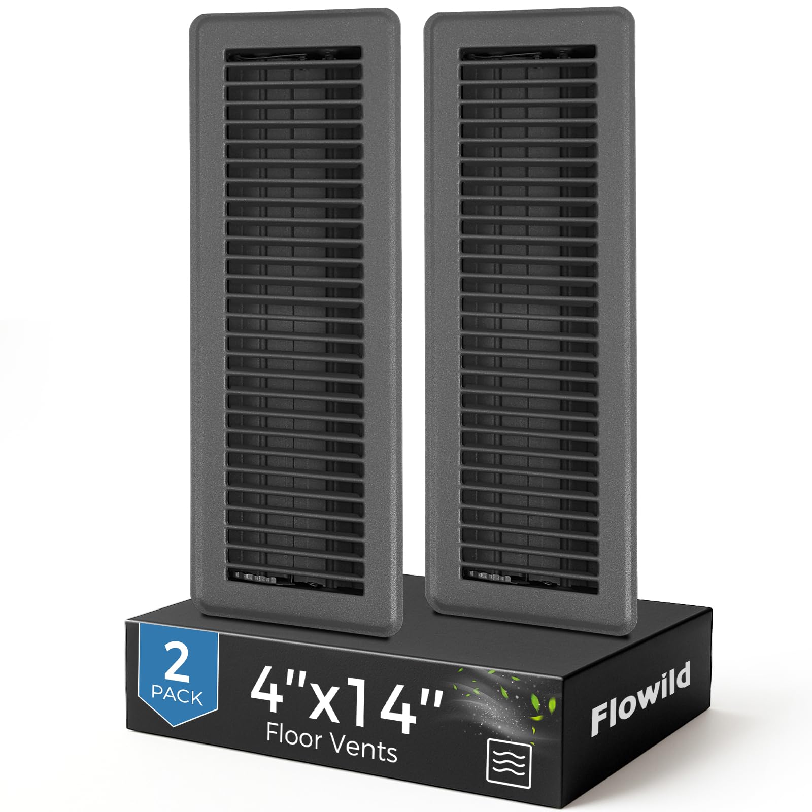 Photo 1 of 2 Pack Floor Vent Covers 4x14, Easy Adjust Air Supply Lever Grey Floor Registers, Heavy Duty Steel Vent Covers for Home Office Floor Vents,Rust Proof Finish, Grey