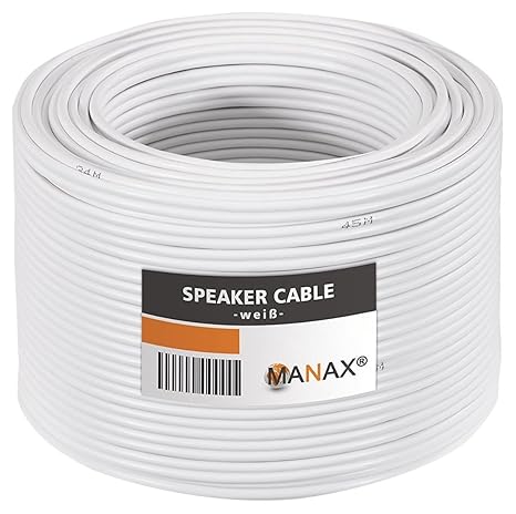 MANAX Lautsprecherkabel 2 x 1,5mm² weiss 50m Ring