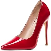 Elisabet Tang Women Pumps 12cm/4.7 Inch Stiletto Heels Pumps Pointed Toe Patent Leather Slip On High Heel Evening Party Dress Shoes