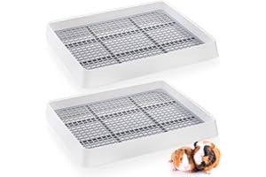 WUWEOT 2 Pack Large Rabbit Litter Box, Shallow Bunny Restroom Litter Tray, Small Animals Litter Pan Toilet Potty Trainer with Grate for Rabbit Hamster Ferret Rats Guinea Pigs Hedgehog Chinchillas