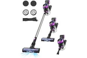 HawKam Cordless Vacuum Cleaner, 30Kpa 280W Powerful Suction Vacuum with LED Display, Brushless Motor, 55Min Runtime, 1L Dust Cup & 60dB Ultra-Quiet Lightweight Stick Vacuum for Home (Straight Tube)