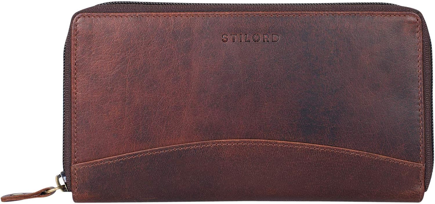 STILORD 'Saskia' Coin Purse Women Leather with RFID Blocker Vintage Purse with Zipper for Notes Money Cash Credit Cards Identity Card Passport Genuine Leather