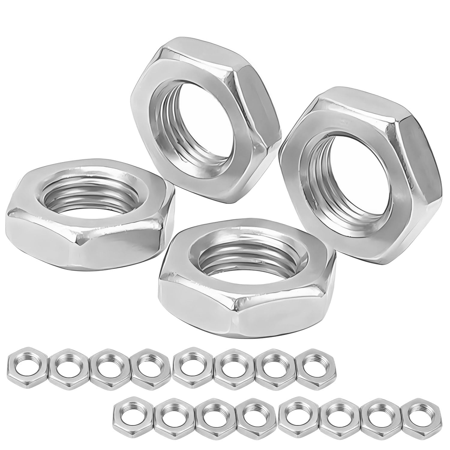 Ctyjia 30 PCS Hex Thin Nuts M5 Locking Nut, 304 Stainless Steel Hex Nuts, for Lndustrial Construction Fasteners