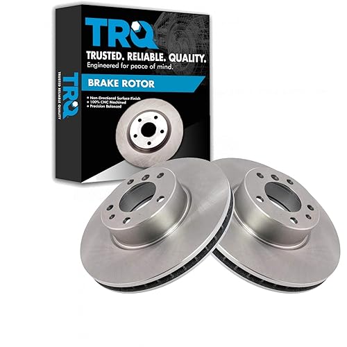 TRQ Front Brake Rotors Set Vented Compatible with 1997-2000 BMW 540i 1995-2001 740i 740iL 1993 850Ci 1994-1995 850CSi 1991-1992 850i