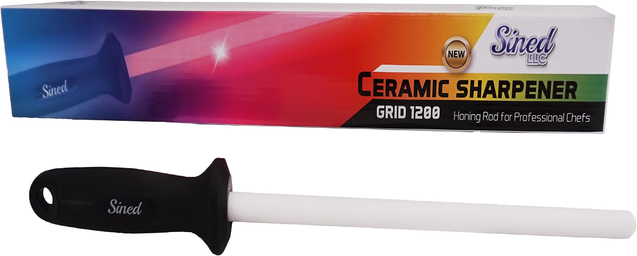 Ceramic Knife Sharpener Rod Easy 9 Inch Knife Self Sharpening Rod Best Kitchen Knife Sharpener Ceramic Honing Rod for Professional Chefs Choice