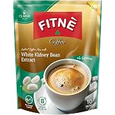 FITNE Instant 3 In 1 Coffee Packets Mix With White Kidney Bean Extract L-Lysine Vitamin B1 B2 B6 Smooth Blend No Sugar Sucralose Sweetener, 10 Sachets