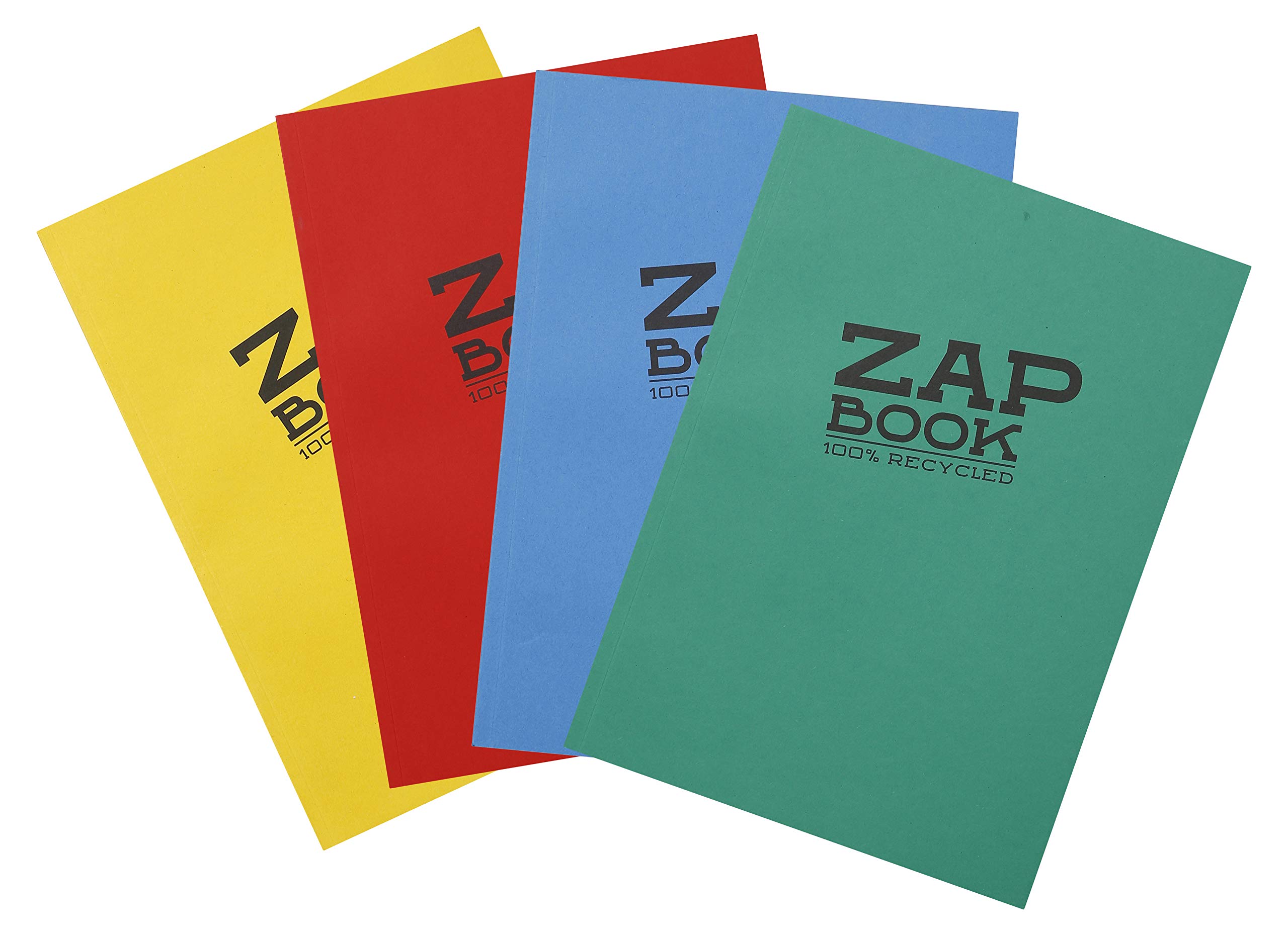 Clairefontaine 3355C Carnet Encollé Zap Book - 160 Feuilles Papier Croquis 100% Recyclé - A5 14,8x21 cm 80g - Couleurs de Couverture ass Aléatoires - Paquet de 5 carnets