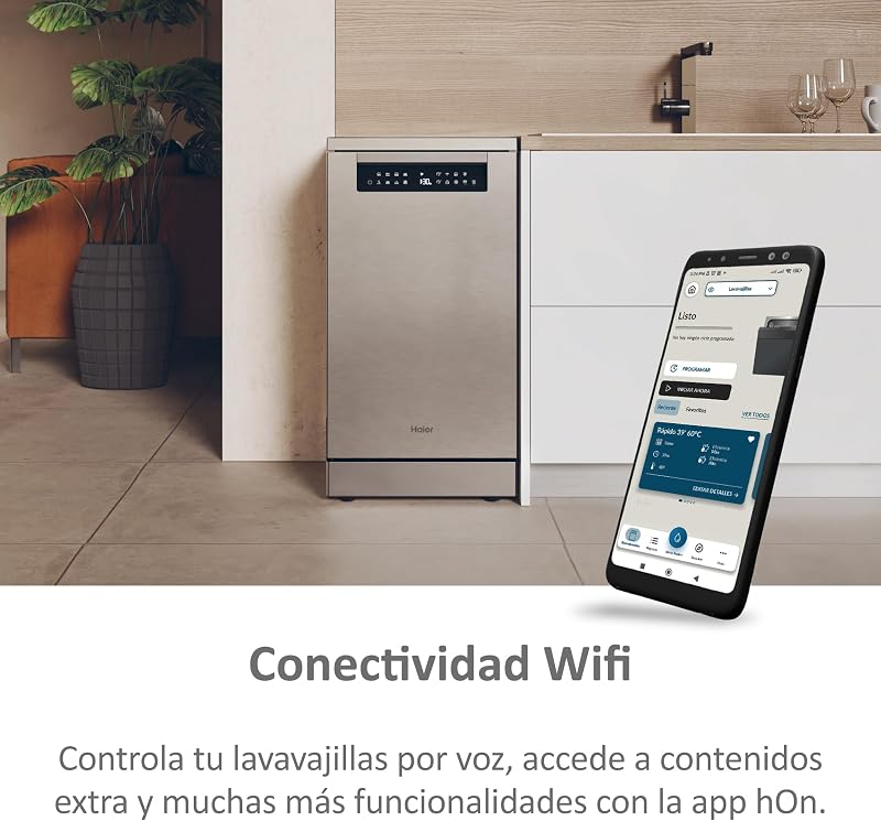 I-Pro Shine Series 5 XF1C3TB1FX, Lavavajillas Independiente 45CM, Motor Inverter, 11 Cubiertos, 3 Bandejas, 8 Ciclos, Wi-Fi, App hOn, Filtro Antibacterias, Apertura Automática, 43DB, Inox