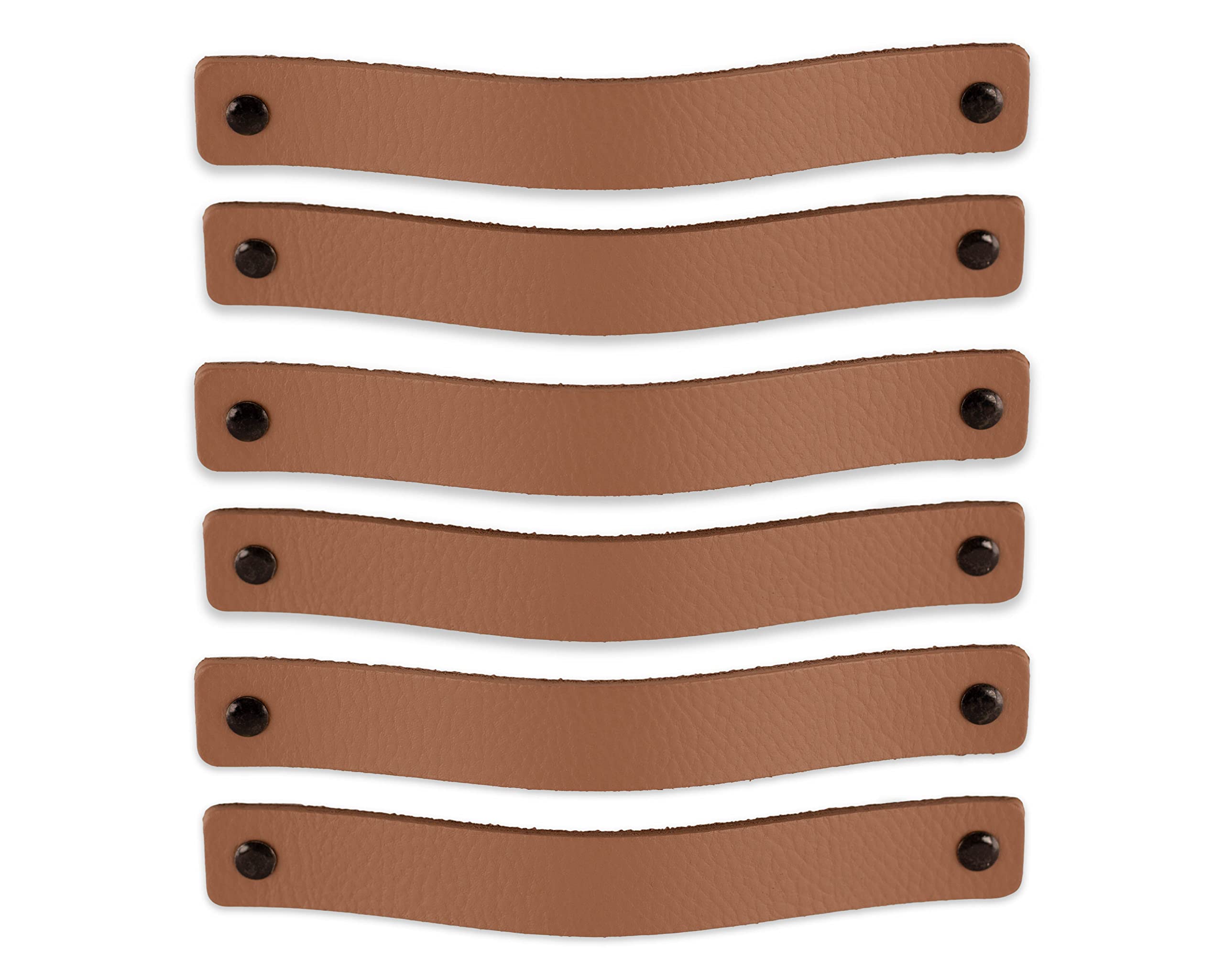 Brute Strength - Leather Handles for Furniture - Taupe - 6 pcs - 20 x 2,5 cm - Cabinet Handle, Door Handle for Kitchen, Bathroom, cabinets, Dresser, Wood