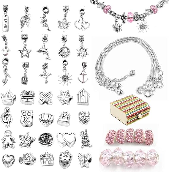 48Pcs DIY Charm Bracelet Making Kit, Handmade Bracelet Kit Jewelry ...