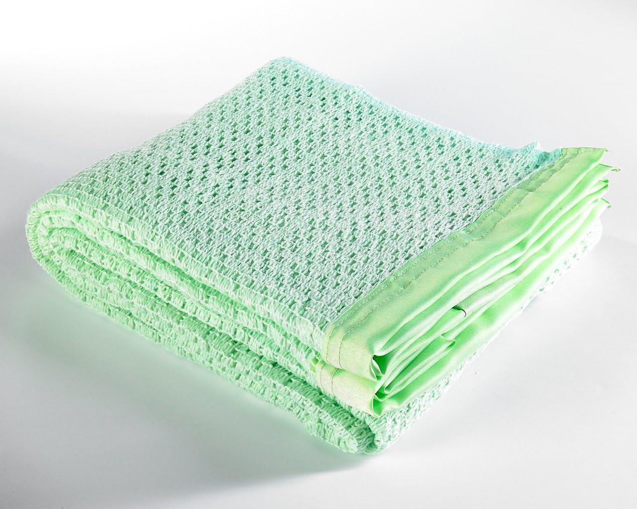 Diana Cowpe MINT GREEN King Size Cellular Blanket Adult Size/Large Bed Throw | Satin Edge Blanket | Traditional Cellular Blanket 260 x 230cm