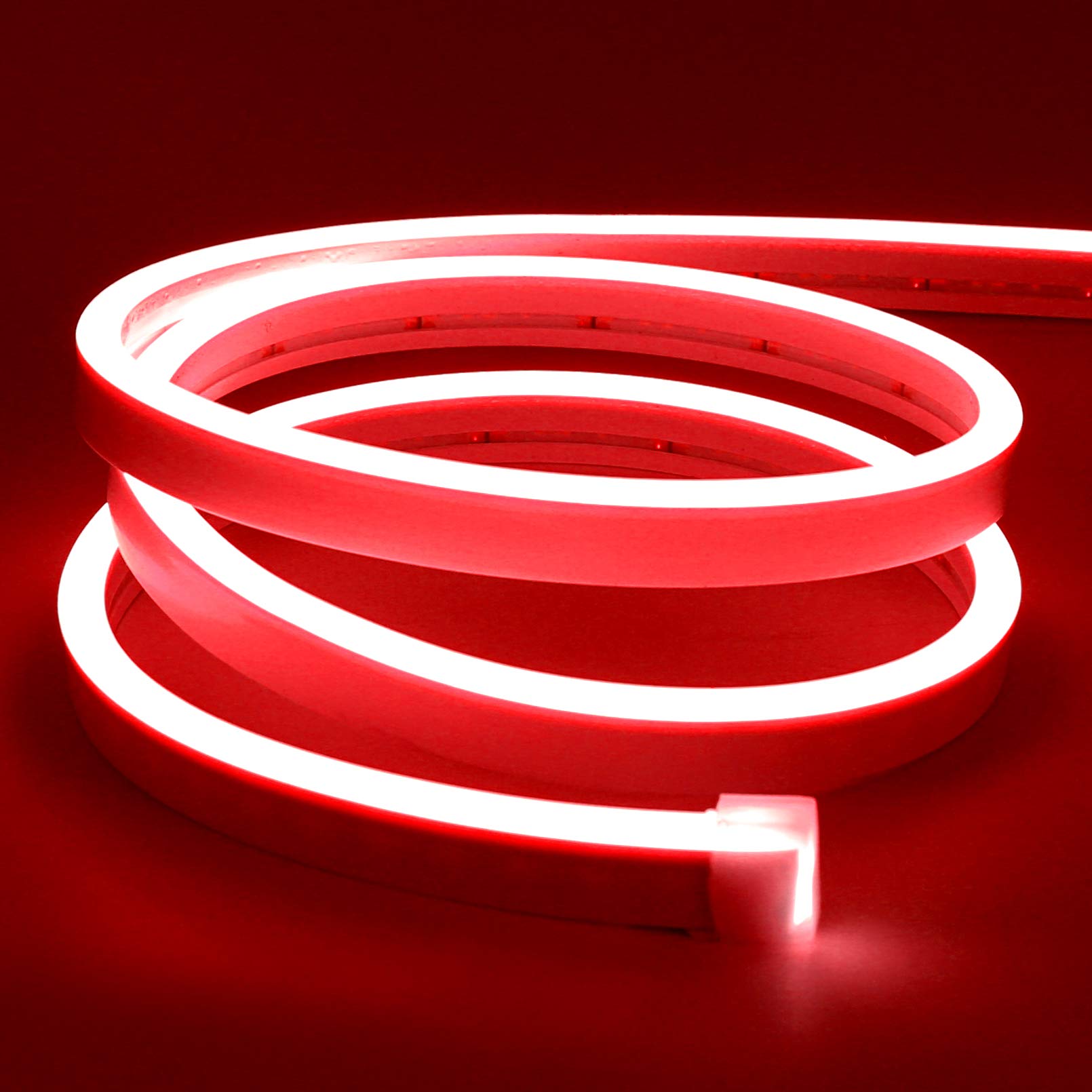 Photo 1 of Lamomo LED Neon Lights, 16.4ft Red LED Strip Light, 12V 0.39in/Cut Silicone Waterproof Neon Rope Light, DIY Neon Sign for Bedroom Indoor Outdoor Decoration?Power Adapter not Included?