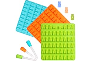 Gummy Bear Candy Molds, Silicone Molds, Chocolate Molds, Jelly Bear Mold with 3 Droppers, BPA Free and FDA Approved, Pack of 