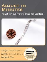 Jeracol Titanium Steel Magnetic Bracelet for Men Adjustable 22cm Box Tool view 5