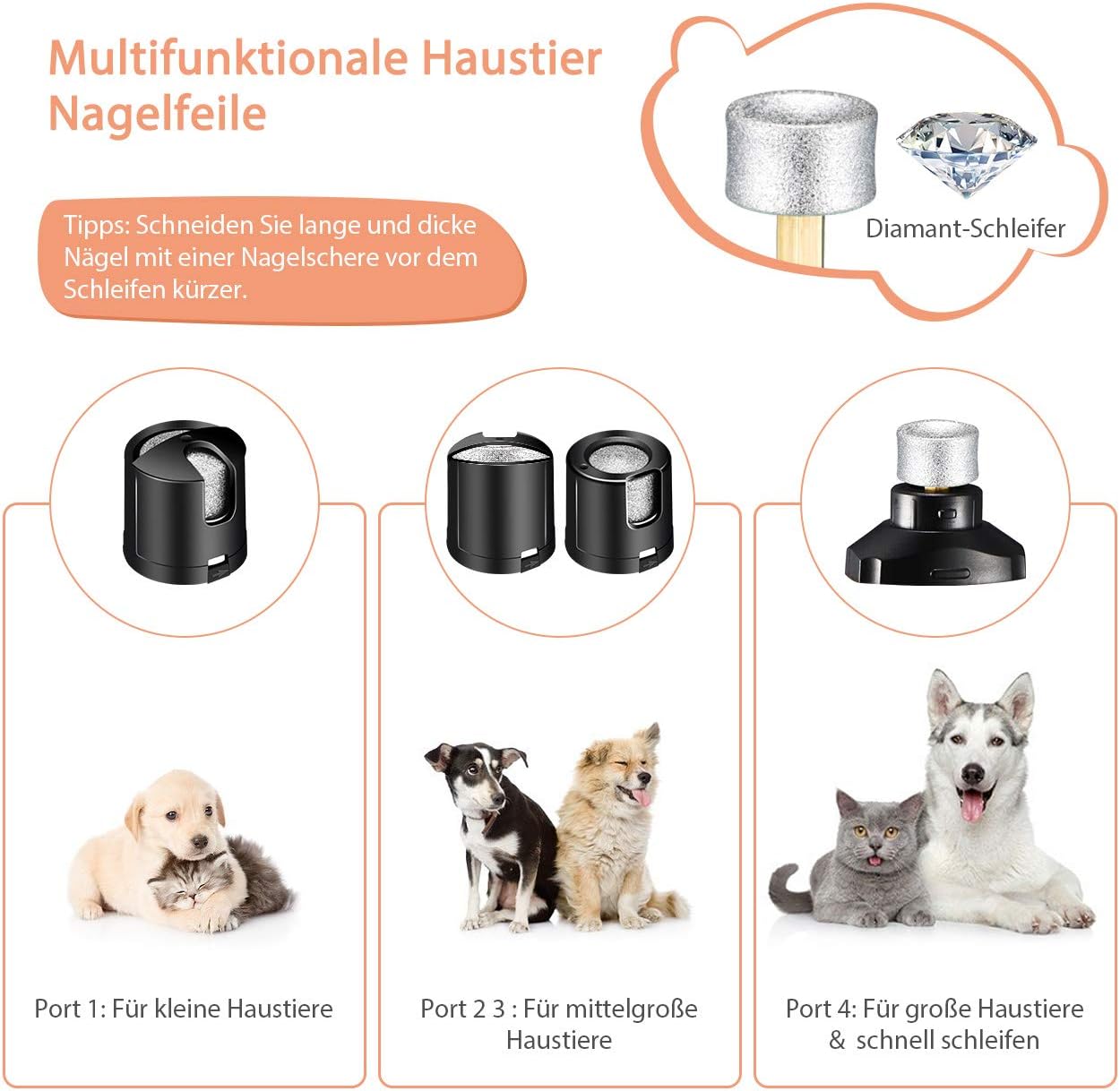 OMORC Krallenschleifer Hund Elektrische Nagelfeile und Nagelschleifer