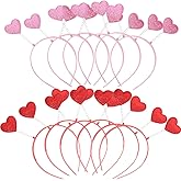 12pcs Heart Headband Pink Heart-Shaped Headbands for Girls Venetian Carnival Costumes Headdresses Headgear for Celebrations Festive Events Parties