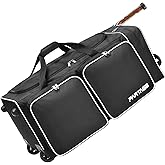 Partage Hockey Bag with Wheels, 33" Hockey Duffle Bag with Separate Shoe Compartment (Black)