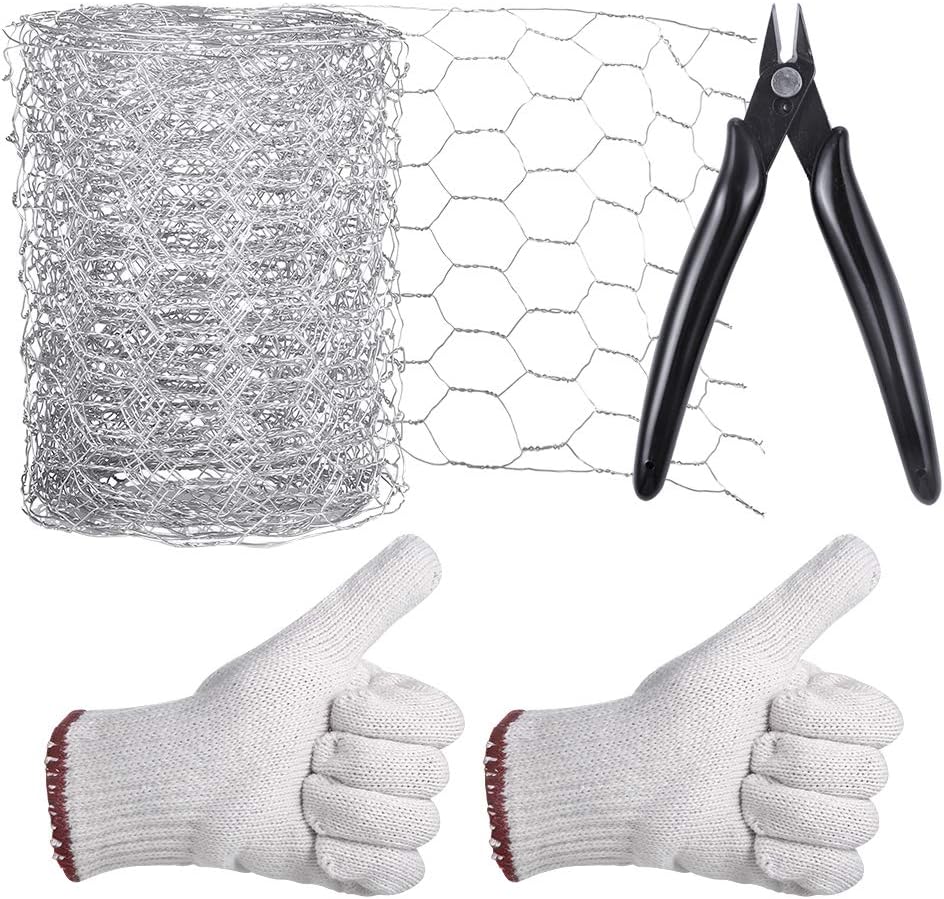 Aboofx Craft Chicken Netting, Galvanized Hexagonal Wire for Craftwork, 118 Inches x 4 Inches x 1 Inch Mesh, with Pliers and Gloves