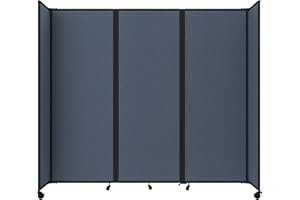 Versare Room Divider 360 Portable Wall Partition | Folding Panels | Large Freestanding Divider | Locking Wheels | Temporary Room Separator