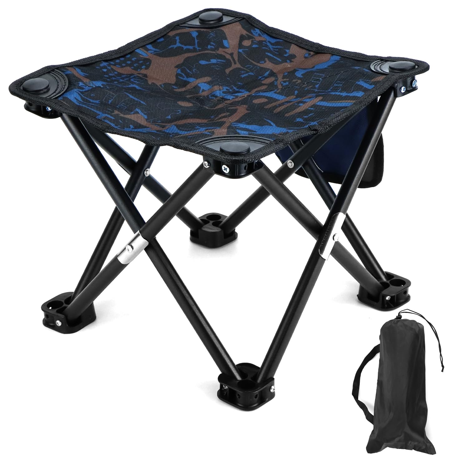 QWORK® Camping Stool, 28x28x24cm Folding Stool with Carry Bag, Portable Stool, for Outdoor Camping, Fishing, Picnics, and BBQs