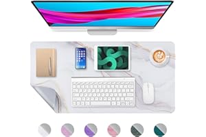 Laokiiy Desk Mat, Desk Pad Dual Leather Sided Desktop Mat for Office and Home,Desk Organization and Accessories - Ideal for Large Mouse Pad and Desk Mats on Top of Desks (White Marble 31.5"x 15.7")