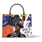 Afroyla African Black Women's Leather Bag, Medium Size, Premium Vegan Leather, Valentine's Day Gifts for Her, Wife, or Mother