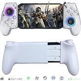 Transparent Phone Controller for iPhone, Android Mobile Controller Wireless Gaming Gamepad Joystick with RGB Lighting/Turbo/6-Axis/Dual Vibration, Xbox/PS5/PS4/PC Streaming, Cloud Gaming, Direct Play