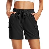 MAGCOMSEN Women's 5'' Hiking Cargo Shorts UPF 50 Quick Dry Lightweight Athletic Golf Outdoor Summer with Zipper Pockets