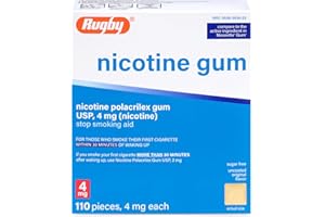 RUGBY LABORATORIES Rugby Polacrilex 4mg Nicotine Gum - Original Flavor, Quit Smoking and Vaping Aid, Sugar-Free, 110 Count (1-Pack)