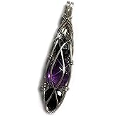 Rocks2Rings Black Tourmaline Amethyst Hematite Crystal Pendant Necklace Sterling Silver Protection Combination Stone Jewelry TABS1 (Hematite Amethyst Tourmaline, sterling-silver)