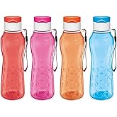 MILTON Sports Water Bottle Kids Reusable Leakproof 25 Oz 4-Pack Plastic Wide Mouth Large Big Drink Bottle BPA & Leak Free with Handle Strap Carrier for Cycling Camping Hiking Gym Yoga Fitness