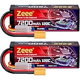 Batería Lipo Zeee 3S 11.1V 7200mAh 80C Con Conector EC5 – 2 Unidades Para Coches RC 1/8 Y 1/10