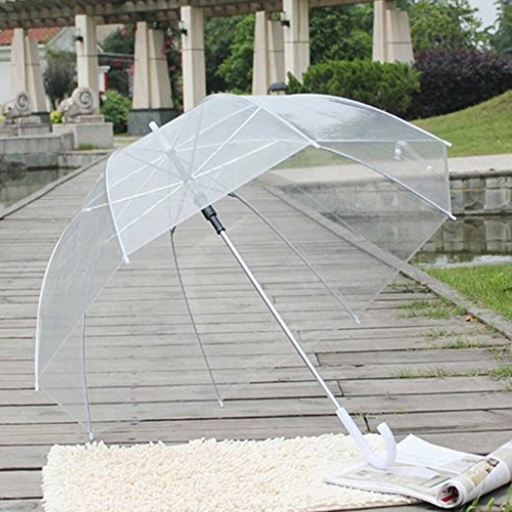 Feiuruhf Transparent Mushroom Umbrella,Windproof Half Automatic Handle Clear Rain Umbrella Clear Dome Shape Umbrella Decor for Wedding ,Women and Children(Clear)