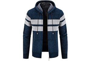 Kinkia Men's Zip Up Hooded Fleece Cardigan Sweater Winter Warm Sherpa Lined Jacket Coat Hoodies with Pockets