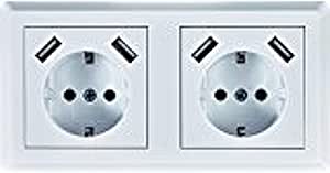 Enchufe doble Schuko con 2 enchufes de carga USB cada uno ...