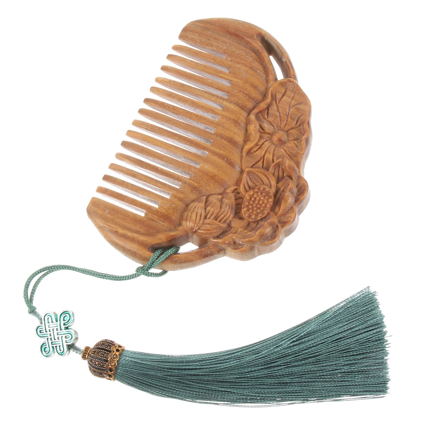 minkissy Carved Lotus Sandalwood Comb Portable No-Static Wooden Combs Massage Combs Hair Comb for Women Home and Salon Use