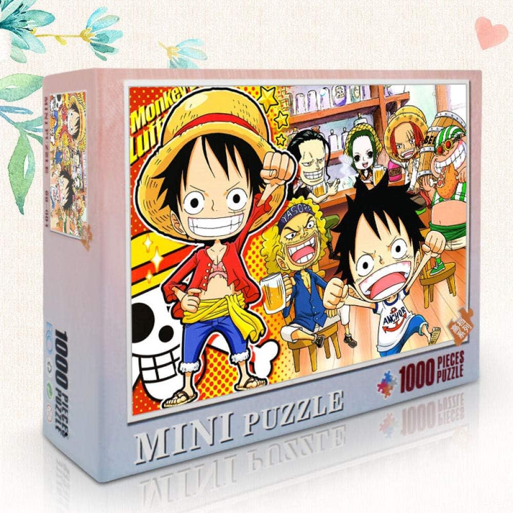 1000 Pieces of Adult Super Difficult Small Mini Cartoon Anime Children Toys Landscape Paper Gift Dazzling Fireworks/Micro 1000 Pieces-Luffy's Party/Micro 1000 Tablets Puzzle mat Puzzle