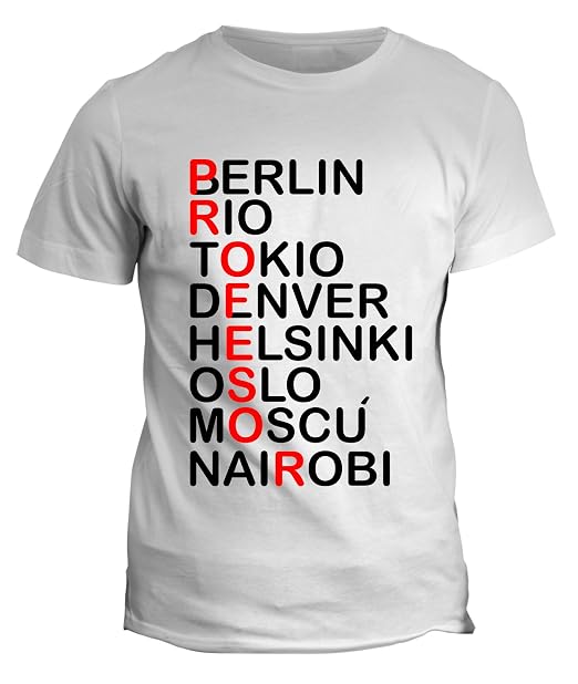 Tshirt La Casa Di Carta Berlin Rio Tokio Denver Helsinki Oslo Moscù Nairobi La Casa De Papel Serie Tv In Cotone