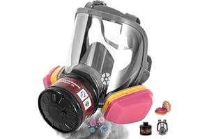 Zekkip Gas Masks Survival Nuclear and Chemical - Full Face Reusable Dust Anti-Fog Respirator Mask with 40mm Activated Carbon Filters For Gases,Organic Vapor,Epoxy Resin