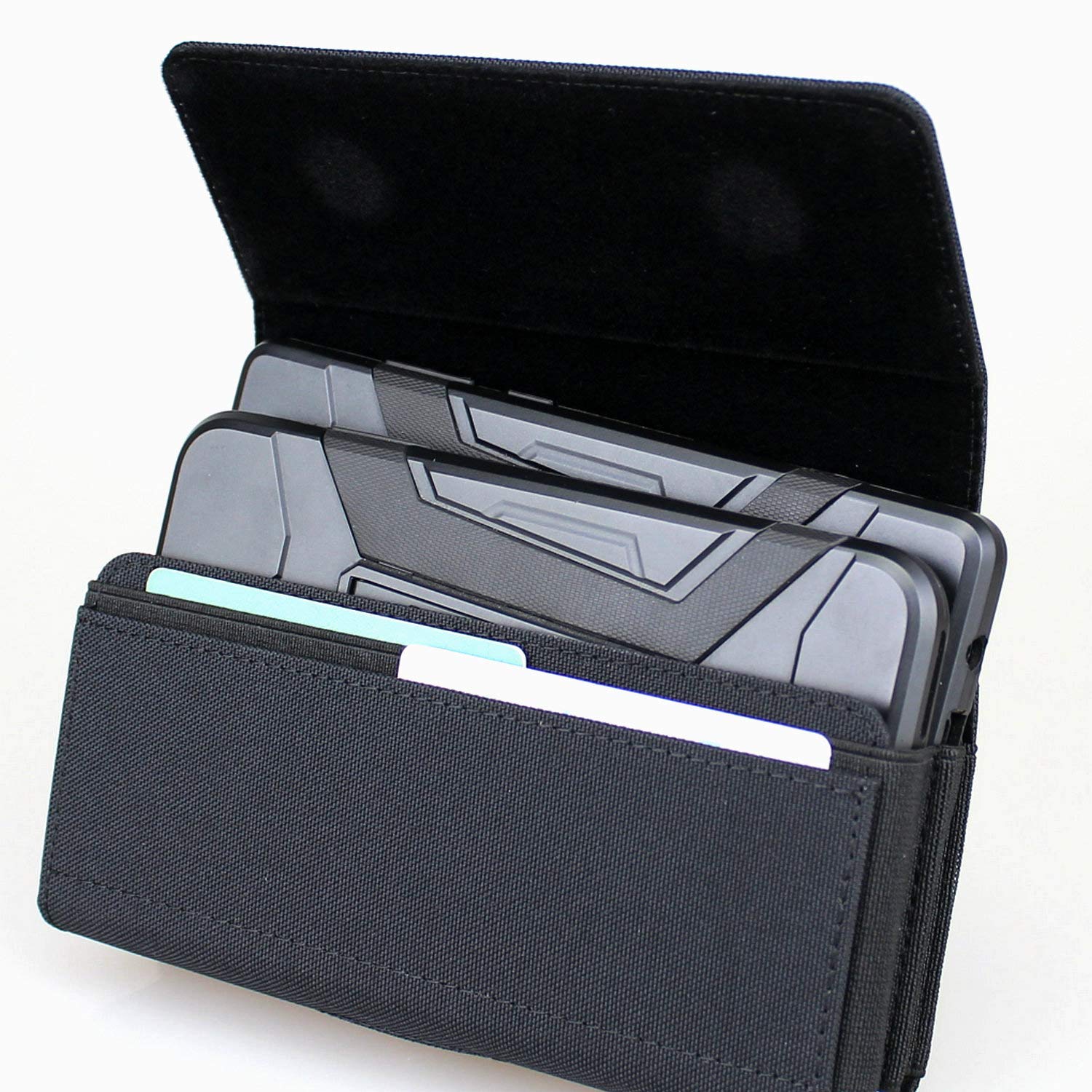 Dual Phone Holster Pouch Case for 2 Phones, Double Decker Belt Clip Case for iPhone (16 15 14 13 12 11) Pro Max/Plus, Samsung Galaxy (S23 S22 S21 S20) Ultra/Plus/Fe (Large)