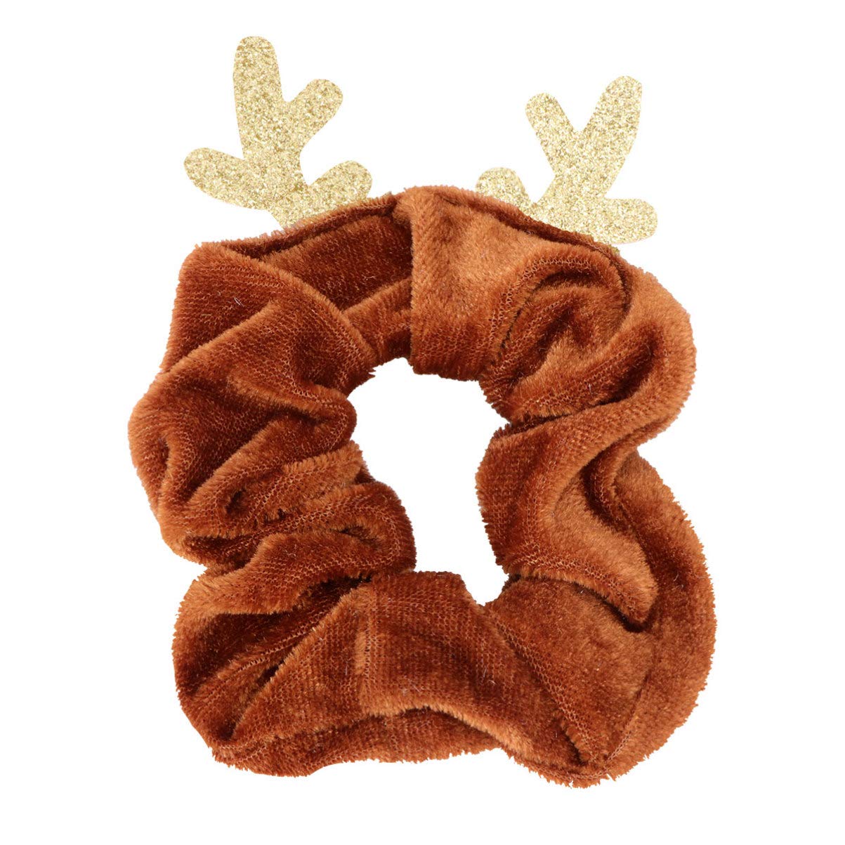 Happyyami 6pcs Christmas Hair Scrunchies Elk Elastic Hair Bands Xmas Ties Soft Reindeer Fawn Elk Antler Christmas Ponytail Holders Accessories for Women Coffee