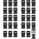 RETON 30 PCS 1 1/4 Inch Side Release Buckles, Adjustable Buckle Clips | Heavy Duty Plastic Black Backpack Buckle, 32mm Width, Replacement for Nylon Webbing Straps, Belts and Dog Collars