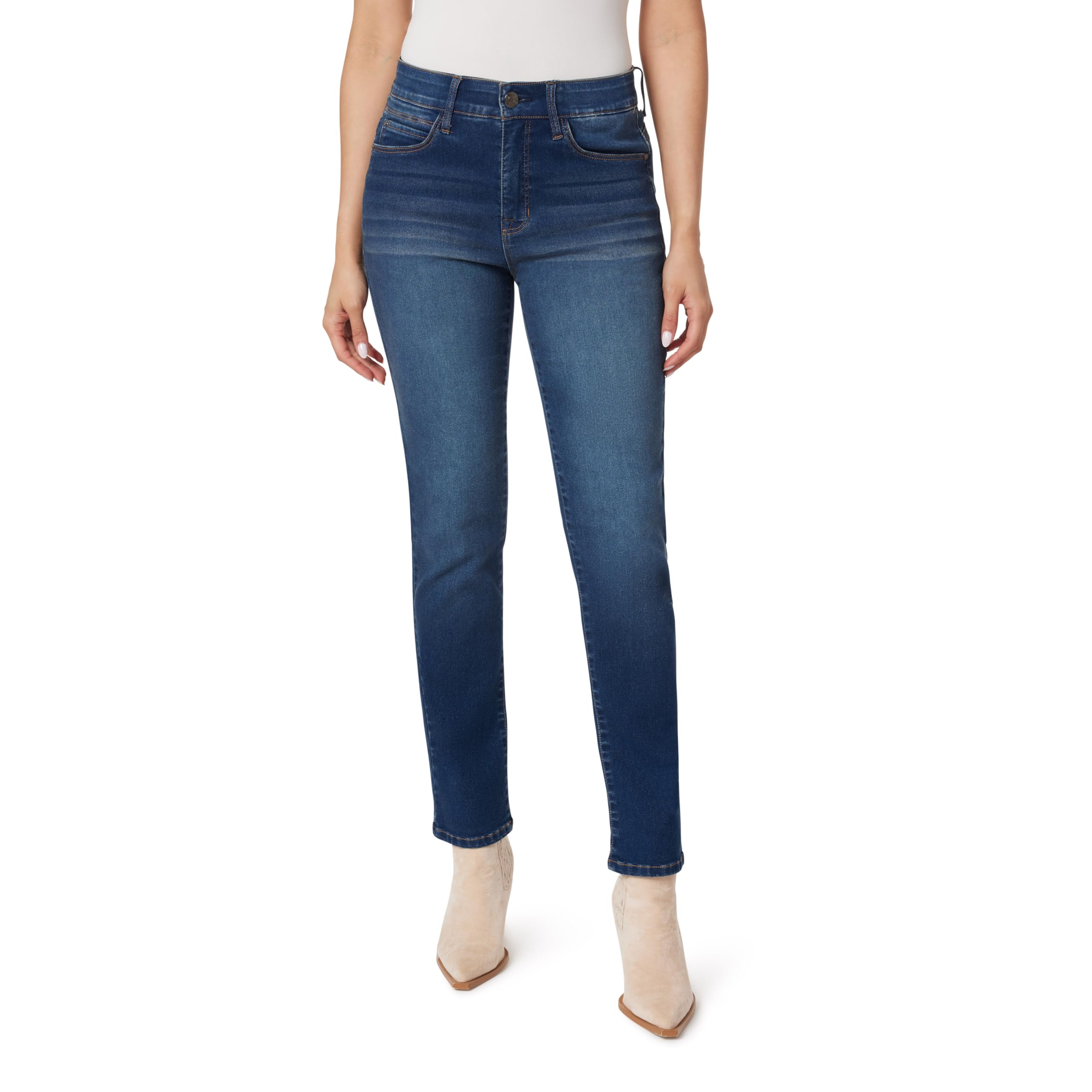 Angels Forever Young Women’s Jeanie Lift Mid-Rise Straight Ankle Jeans, Manhattan