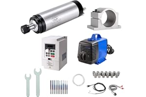 ZHONG HUA JIANG CNC Spindle Motor Kits, 110V 2.2KW 80mm Water Cooled Spindle Motor CNC motor +110V 2.2KW VFD+Clamp Mount +Water Pump+ Water pipe+ER20 Collet set + Drill bits+ wires+wrenches for CNC Router Machine