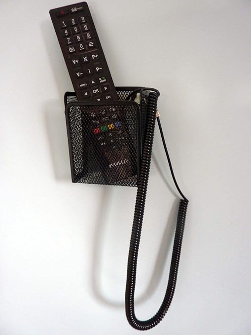 Single TV Remote Control Holder C/W Retaining Curly Cable Amazon.co.uk